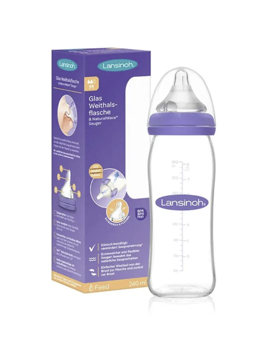 Lansinoh – Glass Feeding Bottles with NaturalWave® Teat