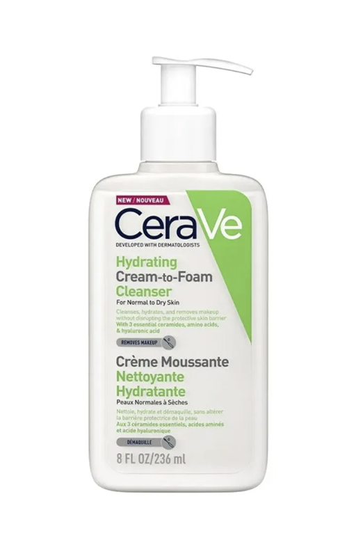 CeraVe – Hydrating Cream-to-Foam Cleanser (Normal to dry skin)