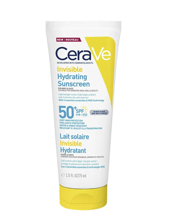CeraVe – Invisible Hydrating Sunscreen (SPF 50+)